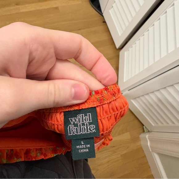 Wild Fable Chiffon Slip Dress Vibrant Orange Floral Size Large Y2K Coquette - Picture 6 of 6